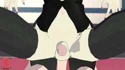 3d animated black_hair blake_belladonna bottomless breasts clothing faunus footwear futanari gambol_shroud male male_on_futa on_back on_desk outerwear penis pov rwby sfmslayer sound tagme video weapon webm yellow_eyes