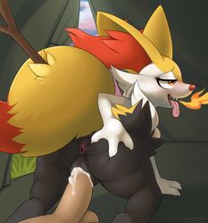 1boy 1girls 2018 anthro anus ass balls big_penis black_fur blush braixen claws cloud day dipstick_tail duo ejaculation erection female fire fur furry grass human human_on_anthro human_penetrating human_penetrating_anthro interspecies light-skinned_male light_skin looking_pleasured male male_penetrating mammal multicolored_tail nintendo open_mouth orange_eyes orange_nose orgasm pale-skinned_male pale_skin penetration penis pokémon_(species) pokemon pokemon_(species) pokemon_xy pussy sex sky slimefur stick straight teeth tent testicles thick_thighs tongue tongue_out vaginal_penetration video_games white_fur wide_hips yellow_fur