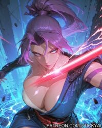 ai_generated marvel marvel_comics marvel_girl marvel_rivals psylocke psylocke_(marvel_rivals) psylocke_(marvel_rivals)_(demon_days) purple_eyes purple_hair x-men