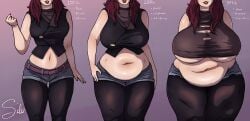 1girls bbw breast_expansion breast_growth female female_only gigantic_breasts horizontal_navel huge_breasts human overweight overweight_female ripped_clothing sequence silverpathfinder solo solo_female standing transformation_sequence weight_gain weight_gain_sequence