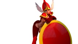 3d armor breasts female helmet looking_at_viewer nipples nsfwo nsfwo262 nude red shield shield_knight shovel_knight solo thenaysayer34 winged_helmet wo262