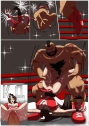 1girls artist_request asian asian_female brown_hair defeated fatal_fury k.o. king_of_fighters knocked_out knockout mai_shiranui street_fighter street_fighter_6 tagme zangief