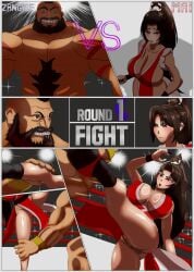 1girls asian asian_female brown_hair fatal_fury king_of_fighters mai_shiranui muscular_male street_fighter street_fighter_6 tagme zangief