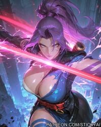 ai_generated marvel marvel_comics marvel_girl marvel_rivals psylocke psylocke_(marvel_rivals) psylocke_(marvel_rivals)_(demon_days) purple_eyes purple_hair x-men