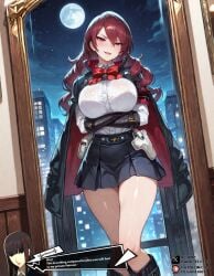 ai_generated big_breasts breasts erect_nipples female female_focus gloved_hands gloves huge_ass huge_breasts huge_nipples jacket large_ass large_breasts mitsuru_kirijo olgaaiart persona persona_3 persona_3_portable persona_3_reload red_eyes red_hair self_upload shirt shirt_lift shirt_up skirt smirk smirking thicc_thighs tits_bigger_than_head tits_out tsurime