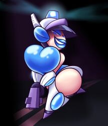 1girls big_ass big_breasts bimbo blue_lips blue_lipstick female_only frost-lock gun huge_ass huge_breasts mighty_switch_force patricia_wagon police policewoman solo solo_female thick_thighs