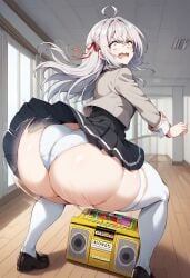 1girls absurd_res ahoge ai_generated alisa_mikhailovna_kujou ass ass_shake black_skirt black_vest blue_eyes blush body_control boombox bow bowtie breasts civitai collared_shirt cropped_jacket dekutree10 embarrassed forced_to_dance forced_to_twerk gold_boombox_(prevence) grey_hair grey_jacket hair_ribbon hi_res huge_ass hypnosis jacket loafers long_hair looking_back panties pleated_skirt red_bow red_bowtie red_ribbon ribbon school_uniform shaking_ass shirt shoes skirt solo thighhighs tokidoki_bosotto_russian_de_dereru_tonari_no_alya-san twerk twerk_hypnosis twerking uniform upskirt white_panties white_thighhighs zettai_ryouiki