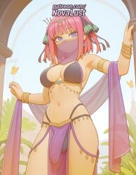 1futa 2026 ai_generated artist_name bangle bangs bracelet breasts bug bulge bust butterfly chest cock dick earrings erection erection_under_clothes futanari go-toubun_no_hanayome hi_res high_quality high_resolution highres jewelry mouth_veil nail_polish nakano_nino navel novalust otoko_no_ko patreon patreon_username pelvic_curtain penis pink_hair see-through solo stable_diffusion testicles veil watermark