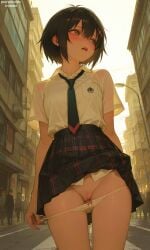 ai_generated anime exposed_pussy hentai marvel panties_around_legs panties_down peni_parker school_uniform schoolgirl shy spider-man:_into_the_spider-verse vagina zisulewd