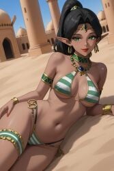 ai_generated arabian belly_dancer bikini dark-skinned_female dark_elf