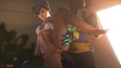 1boy 1girls 3d anal anal_penetration animated anus blizzard_entertainment breasts cadet_oxton cleavage dark-skinned_male dark_skin erection female fugtrup garrison_cap interracial lúcio lucio_(overwatch) male no_sound overwatch overwatch_2 penetration penis pussy seleção_lúcio sex shorter_than_10_seconds source_filmmaker spread_legs straight tracer video