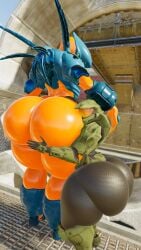 1boy 1futa 1girls 2boys 2futas 2girls 3d alien ambiguous_gender anthro armor ass ass_focus big_ass duo fagottini31 female female_only futa_only futanari halo_(game) halo_(series) huge_ass hunter_(halo) male male_only orange_body spartan_(halo) thick_thighs wide_hips