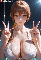 1girls ai_generated aliusnext big_ass big_breasts bikini breasts choker covered_nipples dead_or_alive double_v female huge_ass huge_breasts kasumi_(doa) light-skinned_female light_skin lingerie massive_ass massive_breasts mature mature_female outdoors patreon peace_sign see-through solo sweat sweatdrop sweating sweaty sweaty_body sweaty_breasts thick thick_ass thick_hips thick_legs thick_lips thick_thighs upper_body v wet wet_clothes