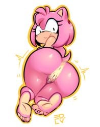 2025 accessory alpha_channel amy_rose anthro anus ass barefoot edalv eulipotyphlan feet female genitals green_eyes hair hair_accessory hairband hairband_only hedgehog looking_at_viewer looking_back looking_back_at_viewer mammal multicolored_body pink_body pink_hair pubes pussy sega simple_background smile smiling_at_viewer soles solo sonic_(series) sonic_the_hedgehog_(series) tan_body transparent_background two_tone_body