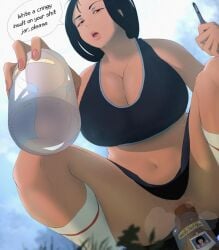 black_hair fatal_vore female_pred giantess jar kronguss outdoors scat