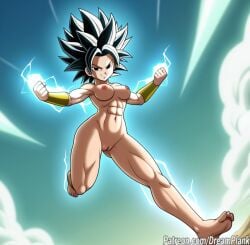 abs breasts caulifla dragon_ball_super dreamplank female looking_at_viewer muscular naked nude pose pussy smile spiky_hair