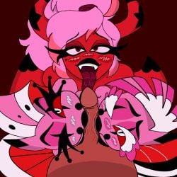 1boy 3girls ahe_gao ahegao_face anonymous_male cock edited edited_art female glam_(helluva_boss) glam_sisters_(helluva_boss) glitz_(helluva_boss) helluva_boss licking_penis male male_pov penis sucking_penis tagme tagme_(artist) tagme_(character) valentine's_day verosika_mayday_(helluva_boss)