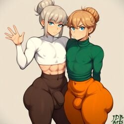 2boys 2femboys ai_generated arthur_(jonnidabun) big_ass big_thighs blue_eyes brother_(lore) brother_and_brother brothers civitai curvaceous curvaceous_figure curvy curvy_figure david_(jonnidabun) fat_ass fat_thighs femboy fit_femboy fit_male jonnidabun light-skinned_femboy light-skinned_male light_brown_hair light_gray_hair light_skin original original_character original_characters penis_bulge siblings thick thick_ass thick_thighs voluptuous voluptuous_femboy voluptuous_male waving waving_at_viewer