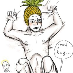 gay glasses male pineapple soyjak stubble white_skin