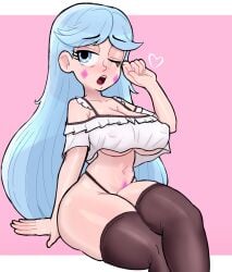 1girls blue_eyes blue_hair breasts clothed clothing disney disney_channel disney_xd light-skinned_female light_skin long_hair mature mature_female milf moon_butterfly mother nipples nipples_visible_through_clothing no_bra rukisan star_vs_the_forces_of_evil