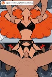 accurate_art_style ai_generated blowjob cartoon_network crotchless_panties gangbang ginger ginger_hair penetration powerpuff_girls red_heels sara_bellum stockings sword_swallowing_position willainukeusallalready