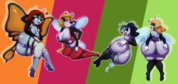 4_arms 4girls afro_puffs ambyva antennae_(anatomy) anthro auburn_hair big_ass big_breasts black_arms black_eyes blonde_hair blue_eyeshadow blue_lipstick boots breasts_out brown_hair bunnysuit butterfly butterfly_wings cleo_ellen color_edit colored dark-skinned_female dark_blue_hair detailed disney disney_channel female_only freckles_on_ass freckles_on_breasts freckles_on_face green_eyeshadow green_lipstick hand_behind_head hand_on_own_hip hands_on_own_ass hands_on_own_thighs heels insect_girl insect_wings interspecies legwear light-skinned_female lingerie lingerie_only looking_at_viewer maria_(the_buzz_on_maggie) maria_monarch maria_the_monarch monarch_butterfly multi_arm oddrich pantyhose partially_nude presenting_hindquarters pussy rayna_(the_buzz_on_maggie) rayna_cartflight red_eyeshadow red_lingerie seductive seductive_eyes seductive_look seductive_pose short_female shortstack taller_female tammy_zesty the_buzz_on_maggie thick_ass thick_thighs