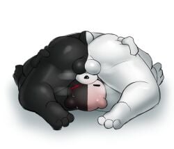 2025 69_position alliartist anthro anthrofied balls bear black_body black_fur bodily_fluids danganronpa duo faceless_anthro faceless_character faceless_male fur genitals hand_on_butt hi_res male male/male mammal monokuma multicolored_body multicolored_fur oral selfcest sex spike_chunsoft square_crossover sweat tail two_tone_body two_tone_fur