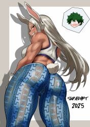 ass ass_awe ass_focus big_ass bubble_butt bunny_ears bunny_tail fit_female flare_pants forbidden_pants izuku_midoriya juicy_ass mirko miruko muscular_arms muscular_ass muscular_female muscular_thighs my_hero_academia round_ass rumi_usagiyama sinpadart standing thick_thighs tight_clothing