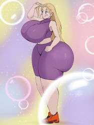 blonde_hair curvaceous curvy_figure history's_strongest_disciple_kenichi huge_ass huge_breasts large_breasts miu_furinji purple_outfit red_shoes tagme the_new_henryart thick_thighs voluptuous voluptuous_female