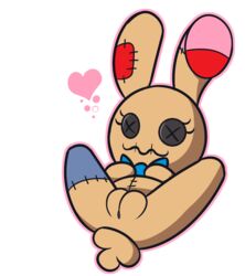 alpha_channel animate_inanimate anthro bow_tie bunny_ears bunny_plush button_eyes doll featureless_feet featureless_hands female heart lagomorph living_doll living_plush mammal nude plushie png pussy rabbit rabbit_plushie simple_background solo toastycommander transparent_background vagina zaldenvire