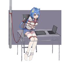 absurdres amiba_(amiba00638239) animal_ears arms_behind_back artist bangs blue_eyes blue_hair blue_sailor_collar blue_skirt blush bondage bound bound_legs bound_to_chair breasts cat_ears cat_tail chains chair character_request clothing collar computer cuffs desk egg_vibrator female full_body gag gagged hair_between_eyes heart heart-shaped_pupils highres laptop long_hair long_sleeves matching_hair/eyes miniskirt mouth_hold pleated_skirt pole pussy_juice remote_control_vibrator rope sailor_collar school_uniform serafuku shackles shibari_over_clothes shiny shiny_hair shirt simple_background sitting skirt small_breasts solo stockings stylus symbol-shaped_pupils tablet tail tears thighhighs two-tone_background uniform vibrator vibrator_cord vibrator_in_thighhighs vibrator_on_nipple vibrator_under_clothes wet wet_clothes white_legwear white_shirt x-ray zettai_ryouiki