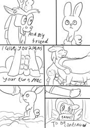 angel_(mlp) balls big_macintosh_(mlp) comic cum diphallia diphallism discord_(mlp) feral fluttershy_(mlp) friendship_is_magic gay humor interspecies invalid_tag jbond joke line_art male monochrome multi_penis my_little_pony orgasm penis sketch text yaoi zoophilia