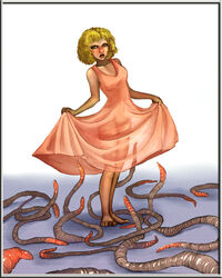 blush clothing dress faustie female interspecies looking_down looking_up monster see-through slimy worms