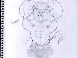 anthro digimon feline kosmonius leomon lion male male_only mammal muscular solo