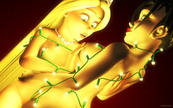 2girls 3d arcadonna artist_name back_view bare_shoulders big_breasts black_hair blonde_hair blue_eyes breast_hold busty crossover crown curvy detailed_background disney disney_princess erect_nipple erect_nipples eyelashes female female_only front_view green_eyes hourglass_figure hugging human kondaspeter lipstick long_hair looking_down lucasfilm makeup multiple_females multiple_girls naked necklace nude open_mouth pink_lipstick pose posing rapunzel shadow shiny shiny_skin short_hair sideboob standing star_wars tangled very_long_hair voluptuous wide_hips yuri