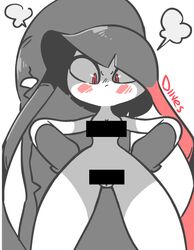 1girls 2018 angry ass bar_censor blush breasts censor_bar censored clothed clothing diives english_text female gaghiel_(diives) heavy_breathing humanoid looking_at_viewer mammal mawile nintendo nipple_censor nude open_mouth partially_colored patreon pokemon pokemon_(species) pokemon_rse pussy red_eyes signature simple_background solo text video_games watermark white_background