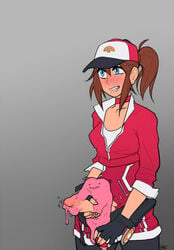 1futa ambiguous_gender big_penis biting_lip blue_eyes blush breasts brown_hair clothed cock_transformation color ditto erection female_protagonist_(pokemon_go) futa_only futanari human intersex interspecies merging nintendo penis penis_modification penis_out penis_transformation pokemon pokemon_(species) pokemon_go pokemon_rgby pokephilia ponytail r4 slime solo transformation