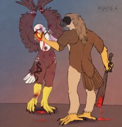 2018 abuse anapnea anthro avian bald_eagle baseball_bat beak beating bird blood bondage bound breasts brown_eyes bruised domination duo eagle fear female gore invalid_tag male male_domination nipple_piercing nipples non-mammal_breasts nude philippine_eagle piercing pirate_eagle pussy sadism simple_background standing straight submissive_female tagme talons tattoo violence wide_hips wings wounded yellow_eyes