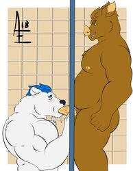 aereous anthro barazoku bat bear belly biceps canine duo erection fellatio glory_hole hi_res male mammal muscular nipples nude oral penis sex slightly_chubby tongue yaoi