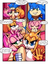 2018 absurd_res amy_rose anthro anthro_on_anthro big_breasts big_penis breasts canine chaotix_boom cheating cheating_girlfriend cloudz comic cum cum_in_mouth cum_inside dialogue english_text fellatio female fox group group_sex hedgehog hi_res huge_breasts huge_cock licking male mammal netorare oral penis penis_lick sex sonic_(series) sonic_boom sonic_the_hedgehog speech_bubble straight superbunnygt text threesome tongue tongue_out video_games zooey_the_fox