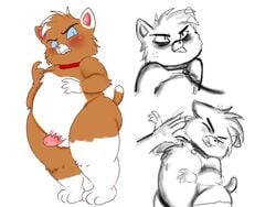 2018 3_toes 4_fingers angry anthro balls blue_eyes blush claws collar digital_media_(artwork) doodles erection eyebrows fan_character feline fluffy frown fur glare gpassaros_(artist) hair head_tuft invalid_tag leash looking_at_viewer male mammal multicolored_fur multicolored_tail nude open_mouth orange_fur paws penis pointy_ears scratch sharp_teeth simple_background sketch slightly_chubby slit_pupils small_tail solo standing teeth thick_thighs toes tongue tongue_out white_fur wide_hips