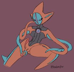 1boy alien deoxys male male_only masturbation no_humans not_furry on_model penis pokémon_(species) pokemon pokemon_(species) pokemon_rse tentaclejob text tinybeasts watermark