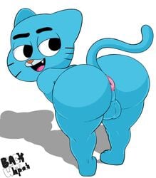 1boy 2018 3_toes animal_ears anthro anthrofied anus ass balls bedroom_eyes bent_over big_ass big_ass_(male) big_butt black_eyes blackwhiplash blue_fur bubble_ass bubble_butt butt bwl cartoon_network cute_fang cyan_fur dat_ass eyebrows fang feet felid feline femboy fur gumball_watterson huge_ass huge_butt male male_only mammal nude open_mouth open_smile pink_nose presenting presenting_hindquarters puckered_anus simple_background smile solo tail teapot teapot_(body_type) testicles the_amazing_world_of_gumball thick thick_ass thick_thighs voluptuous whiskers white_background wide_hips young