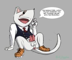 anthro anus balls bob-jiggles bottomless clothed clothing dialogue diphallia diphallism english_text erection hi_res male male_only mammal mouse multi_penis my_hero_academia nedzu paws penis principal_nezu rodent scar solo teeth text