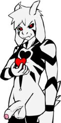 1boy 2018 2d anthro anthro_male anthro_only asriel_dreemurr asriel_dreemurr_(god_form) balls black_sclera boss_monster caprine fangs foreskin fur furry furry_male furry_only half-erect heart horn humanoid humanoid_male humanoid_only humanoid_penis long_ears looking_at_viewer male male_only mammal mammal_humanoid nude penis raxkiyamato red_eyes simple_background solo standing undertale undertale_(series) v-cut video_games white_background