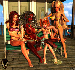 1girls 3d 3futas balls big_penis bikini breasts cum dark-skinned_futanari dark_skin dreadlocks erection female futa_on_female futa_on_futa futanari grendel ice_cream interracial intersex masturbation outdoors precum twintails veiny_penis