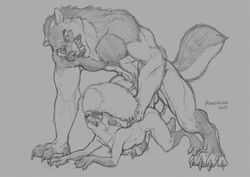 anal anal_sex canine eyewear fangs glasses kipfox knot male mammal monochrome penetration penis precum richard_foley sharp_teeth size_play sketch stomach_bulge teeth were werewolf yaoi