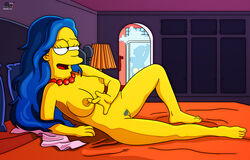 accurate_art_style blue_hair darkmatter hair_down marge_simpson nude playboy pubic_hair softcore solo the_simpsons