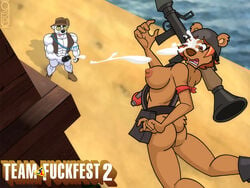 anthro bear breasts cum cum_on_face cumshot defeated ejaculation facial female femsoldier fight greg_panovich head_shot male mammal orgasm parody penis polar_bear rule_46 rule_63 sniper sniper_(team_fortress_2) soldier soldier_(team_fortress_2) straight team_fortress_2 valve video_games