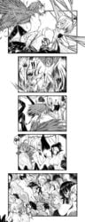 absurdres comic greyscale group_sex harpy highres insect_girl lamia monochrome monster_girl monster_musume_no_iru_nichijou multiple_girls nude orgy papi_(monster_musume) rachnera_arachnera silk spider_girl spider_web yuri yuriwhale